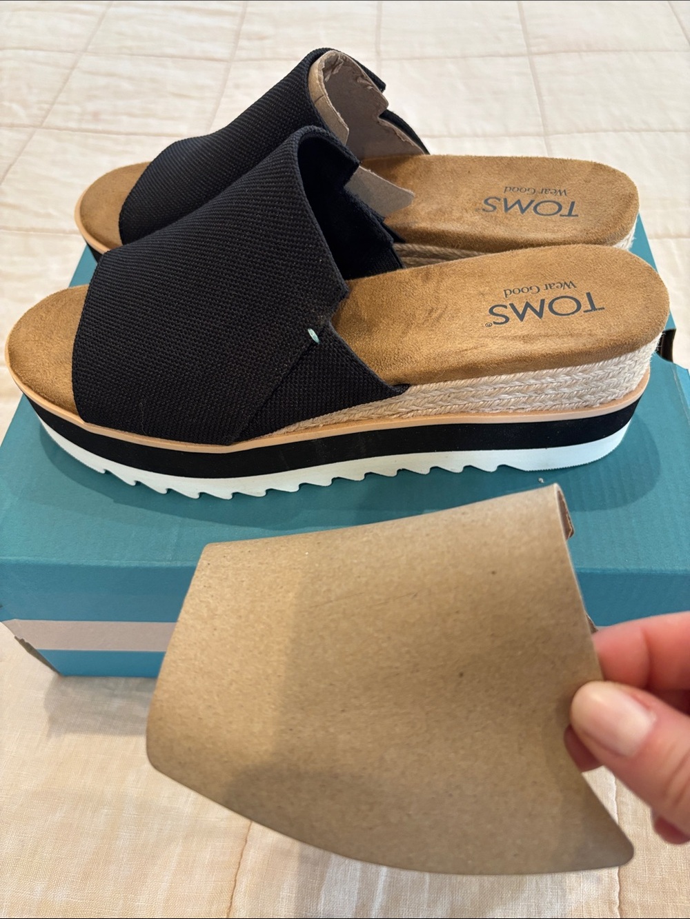 Toms Black Platform Mule Sandals - Picture 3 of 4